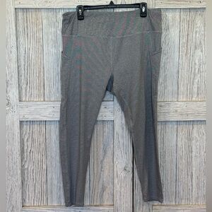 Danskin Gray & White Striped High-Waisted Leggings